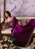Farah Talib Aziz | Mayna Festive Luxe | AIGUL AUBERGINE SAREE - House Of Anaya