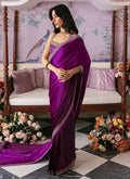 Farah Talib Aziz | Mayna Festive Luxe | AIGUL AUBERGINE SAREE - House Of Anaya