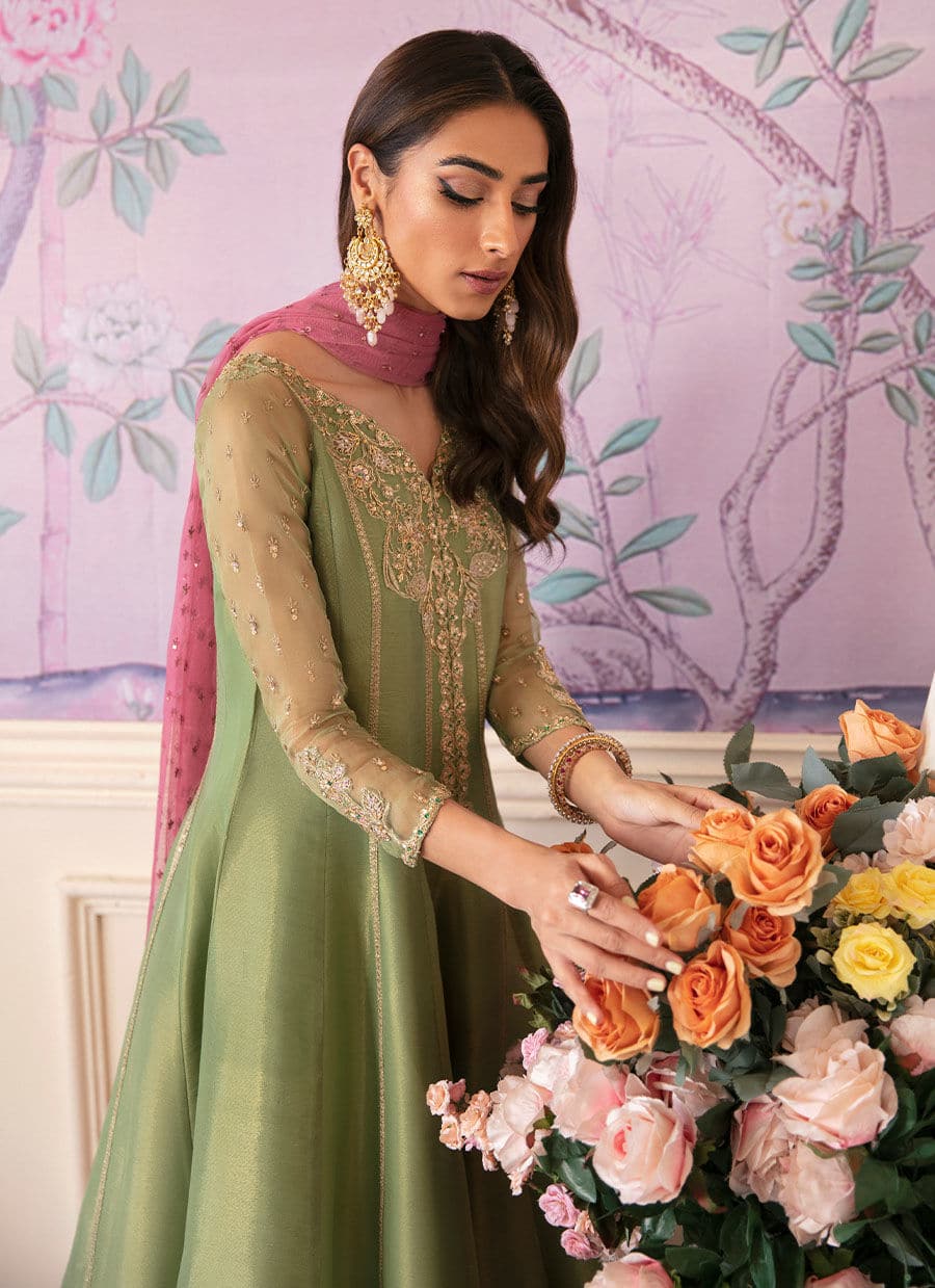 Farah Talib Aziz | Mayna Festive Luxe | ANISA APPLE GREEN - House Of Anaya
