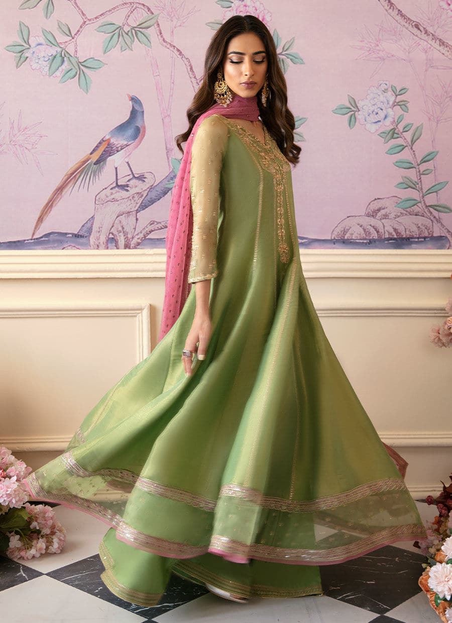 Farah Talib Aziz | Mayna Festive Luxe | ANISA APPLE GREEN - House Of Anaya