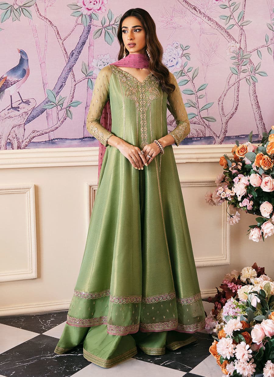 Farah Talib Aziz | Mayna Festive Luxe | ANISA APPLE GREEN - House Of Anaya
