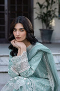 Farasha | Bahaar Embroidered Lawn | Aqua Pearl - House Of Anaya