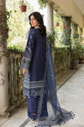Farasha | Bahaar Embroidered Lawn | Blue Ochre - House Of Anaya