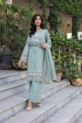 Farasha | Bahaar Embroidered Lawn | Aqua Pearl - House Of Anaya