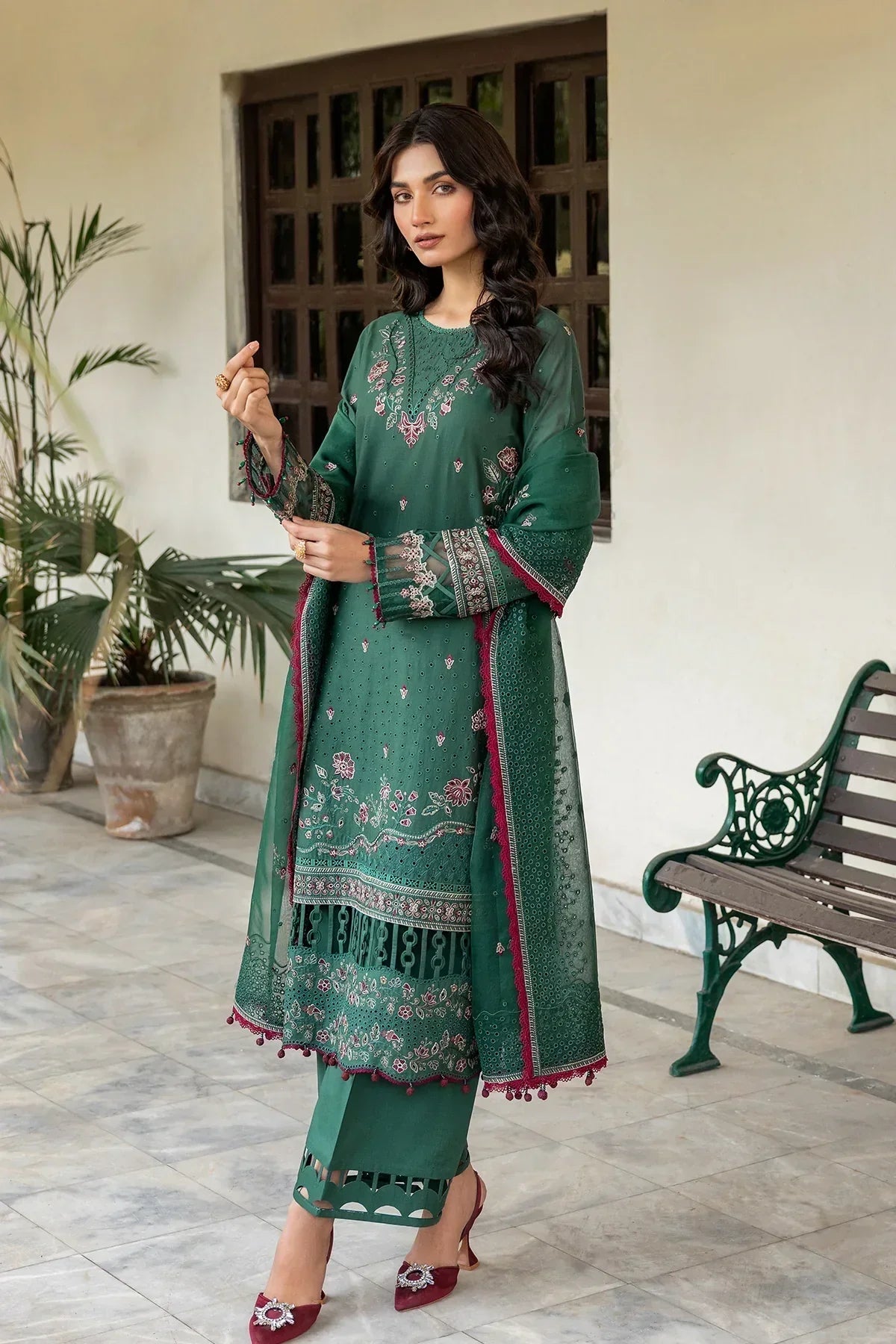 Farasha | Bahaar Embroidered Lawn | Azure Grace - House Of Anaya