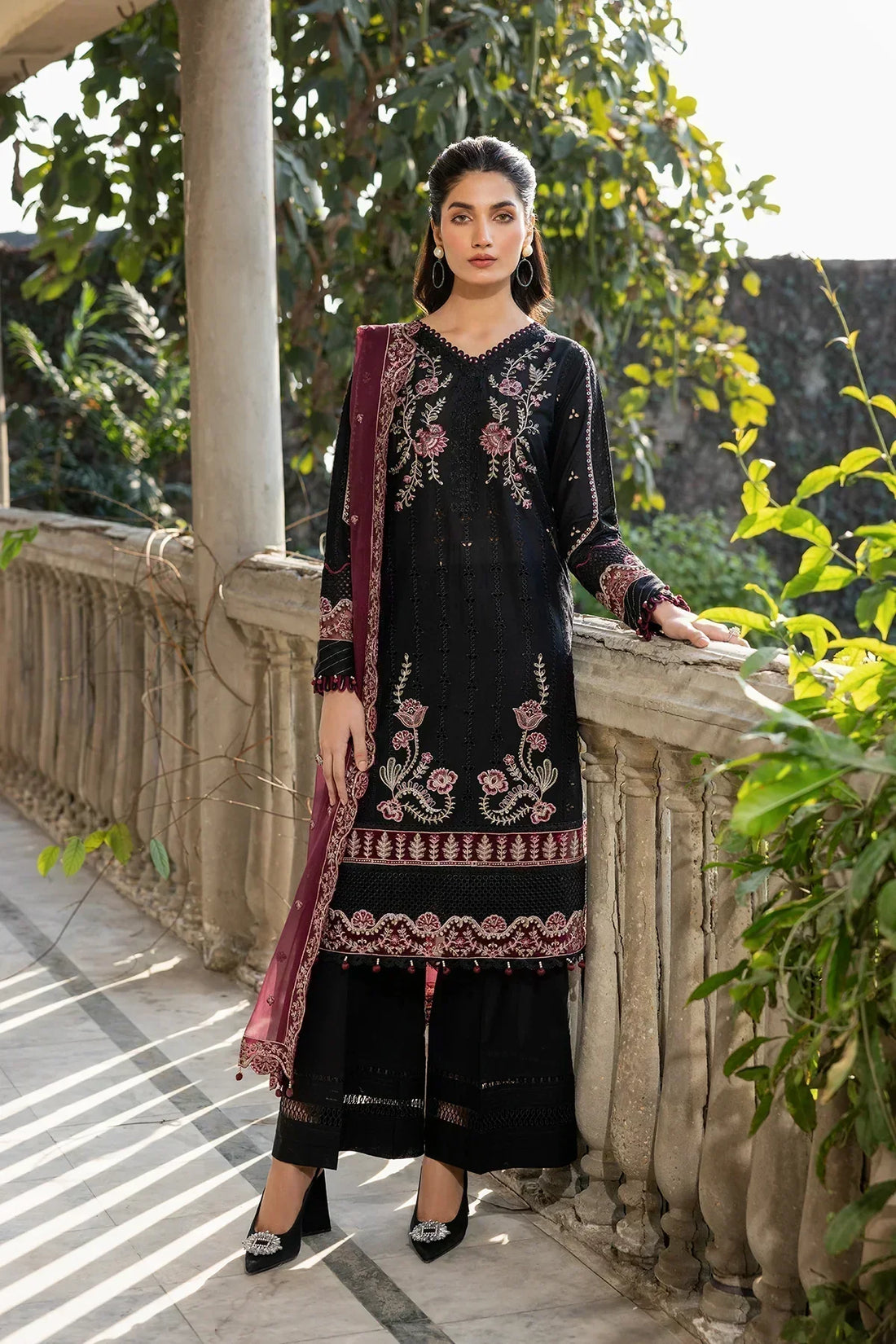 Farasha | Bahaar Embroidered Lawn | Twilight Bloom - House Of Anaya