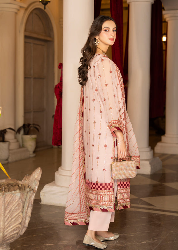 Strawberry | Rimjhim Chiffon Collection | FLS-RJ-006 - House of Zarish