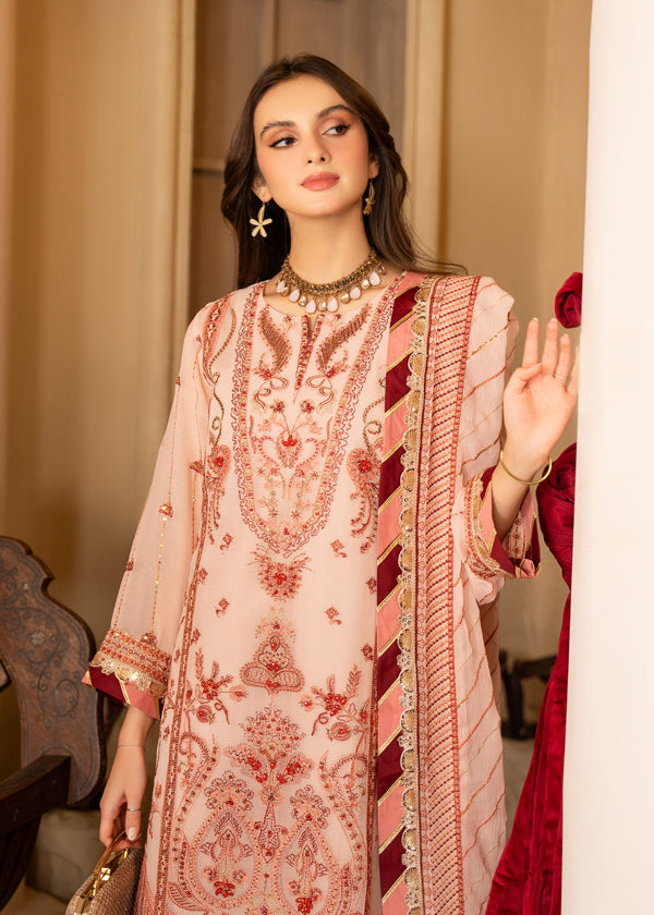 Strawberry | Rimjhim Chiffon Collection | FLS-RJ-006 - House of Zarish
