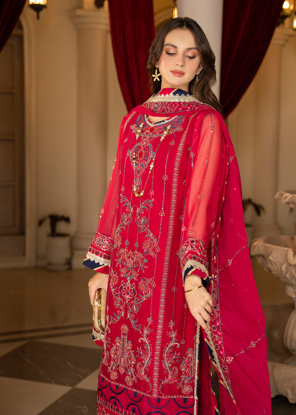 Strawberry | Rimjhim Chiffon Collection | FLS-RJ-007 - House of Zarish