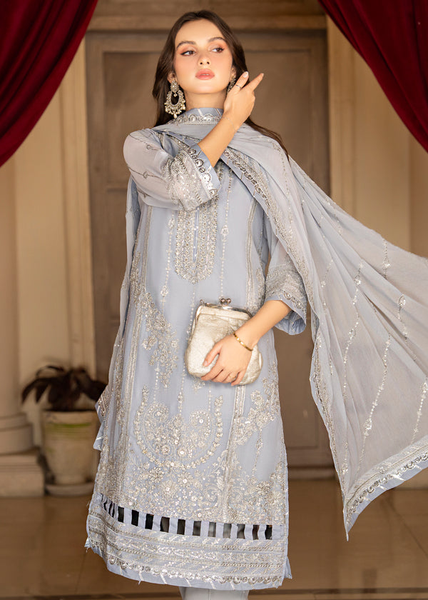 Strawberry | Rimjhim Chiffon Collection | FLS-RJ-008 - House of Zarish