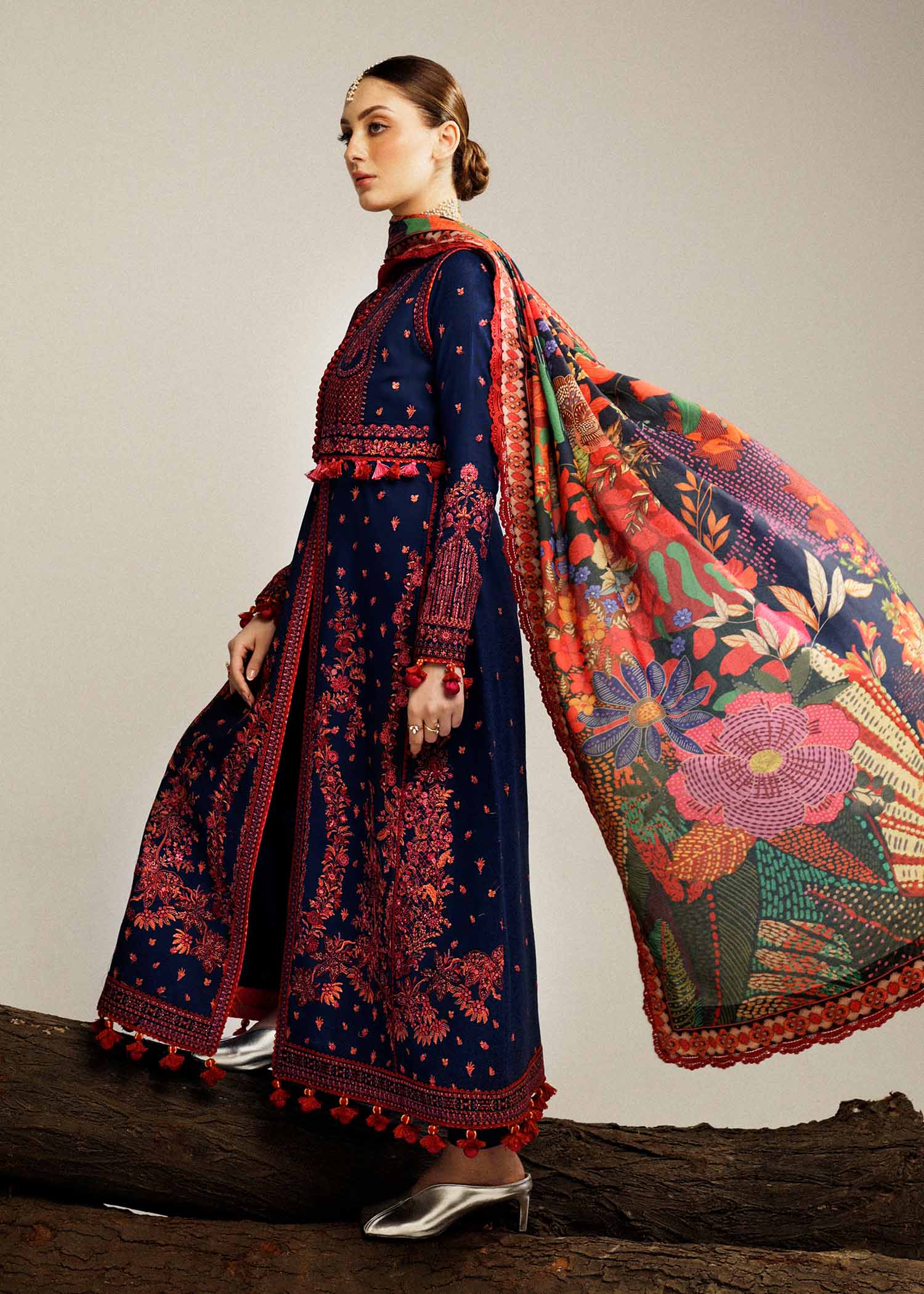 Hussain Rehar | Winter Shawl Khaddar 23 | Cerulean - House Of Anaya