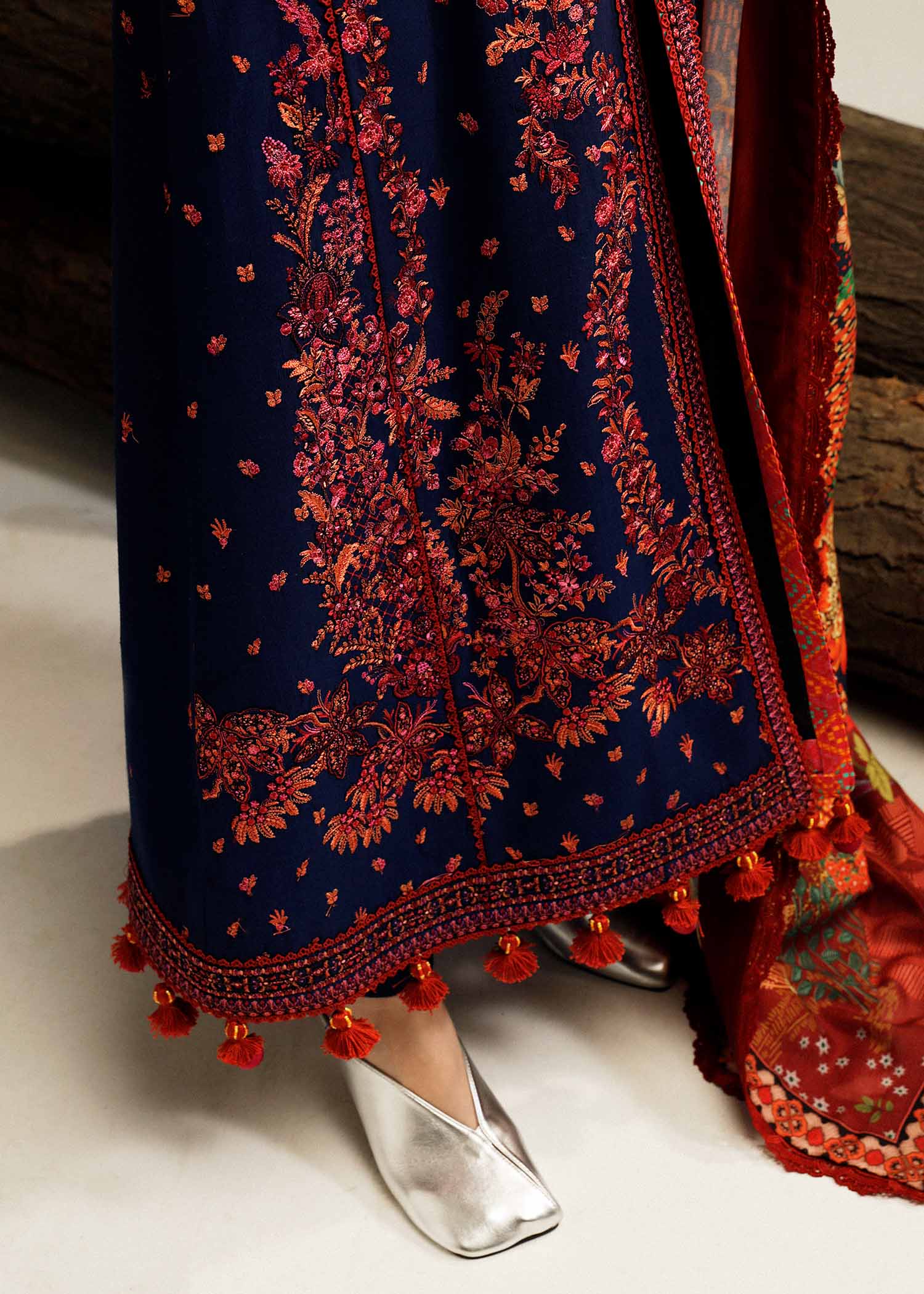 Hussain Rehar | Winter Shawl Khaddar 23 | Cerulean - House Of Anaya