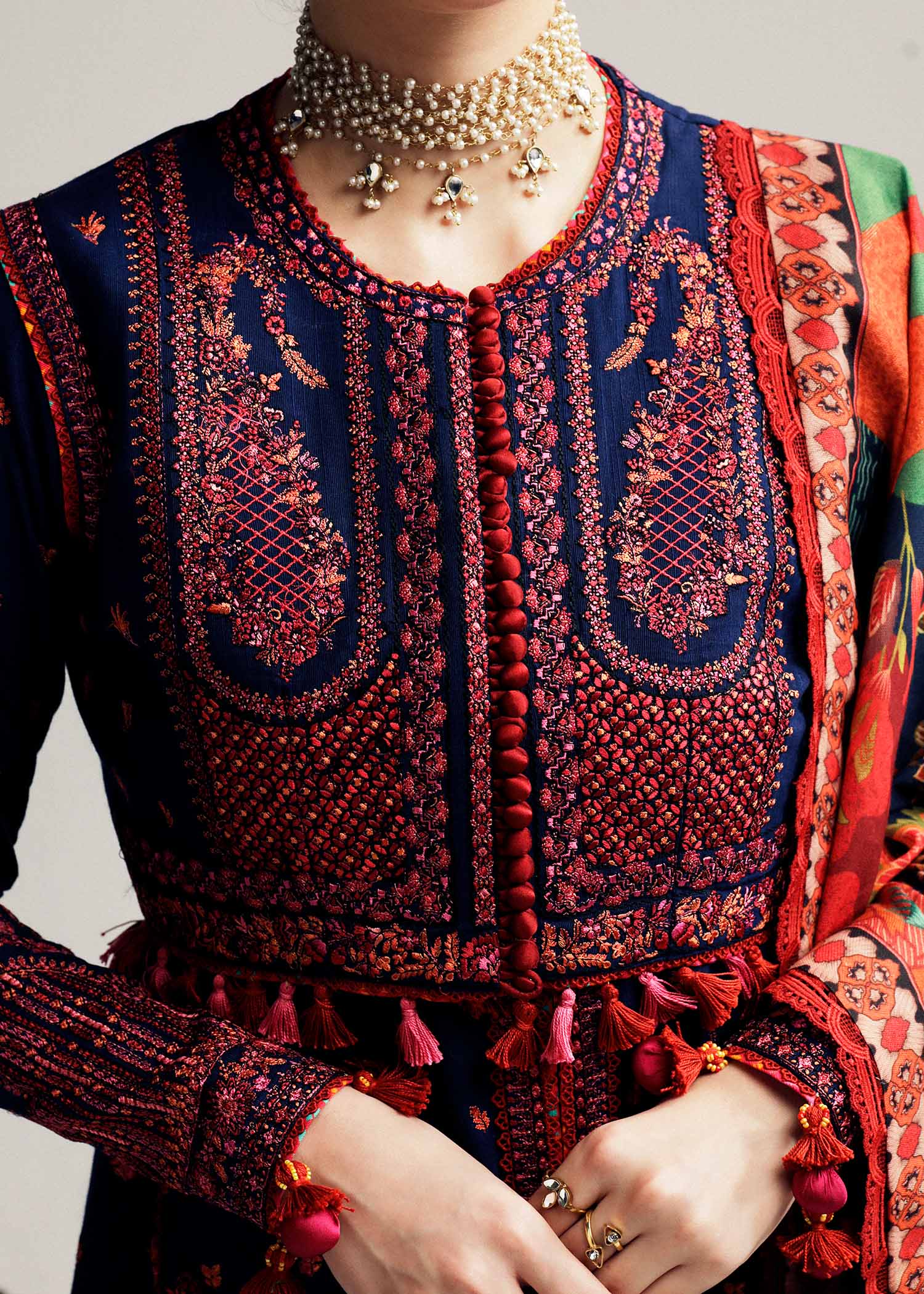 Hussain Rehar | Winter Shawl Khaddar 23 | Cerulean - House Of Anaya