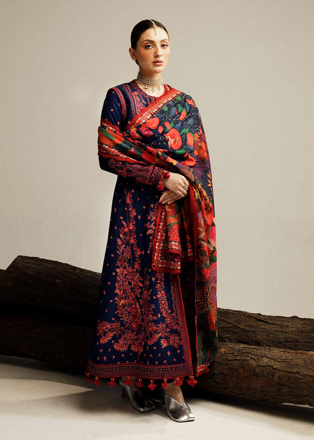 Hussain Rehar | Winter Shawl Khaddar 23 | Cerulean - House Of Anaya