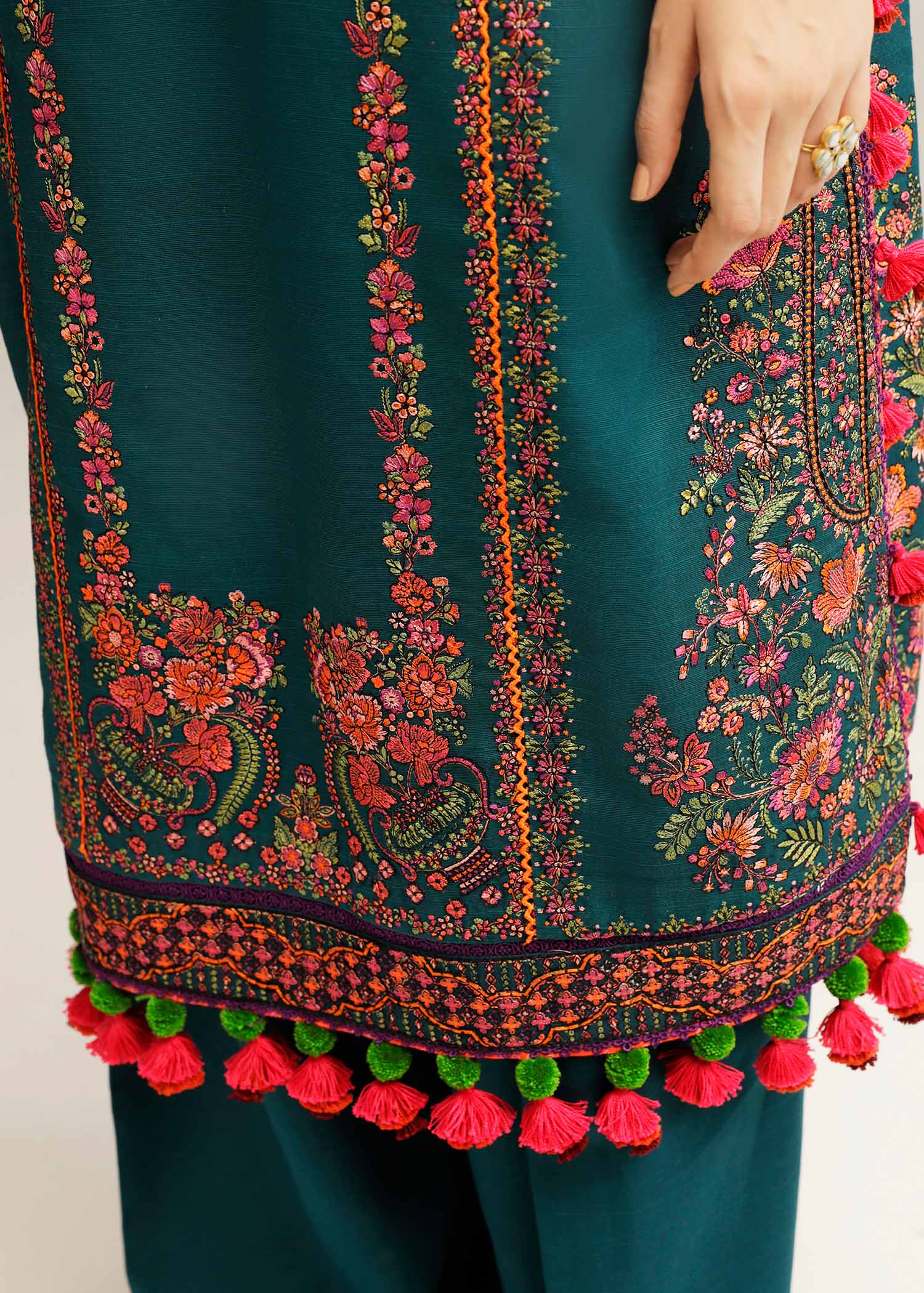 Hussain Rehar | Winter Shawl Khaddar 23 | Teal - House Of Anaya