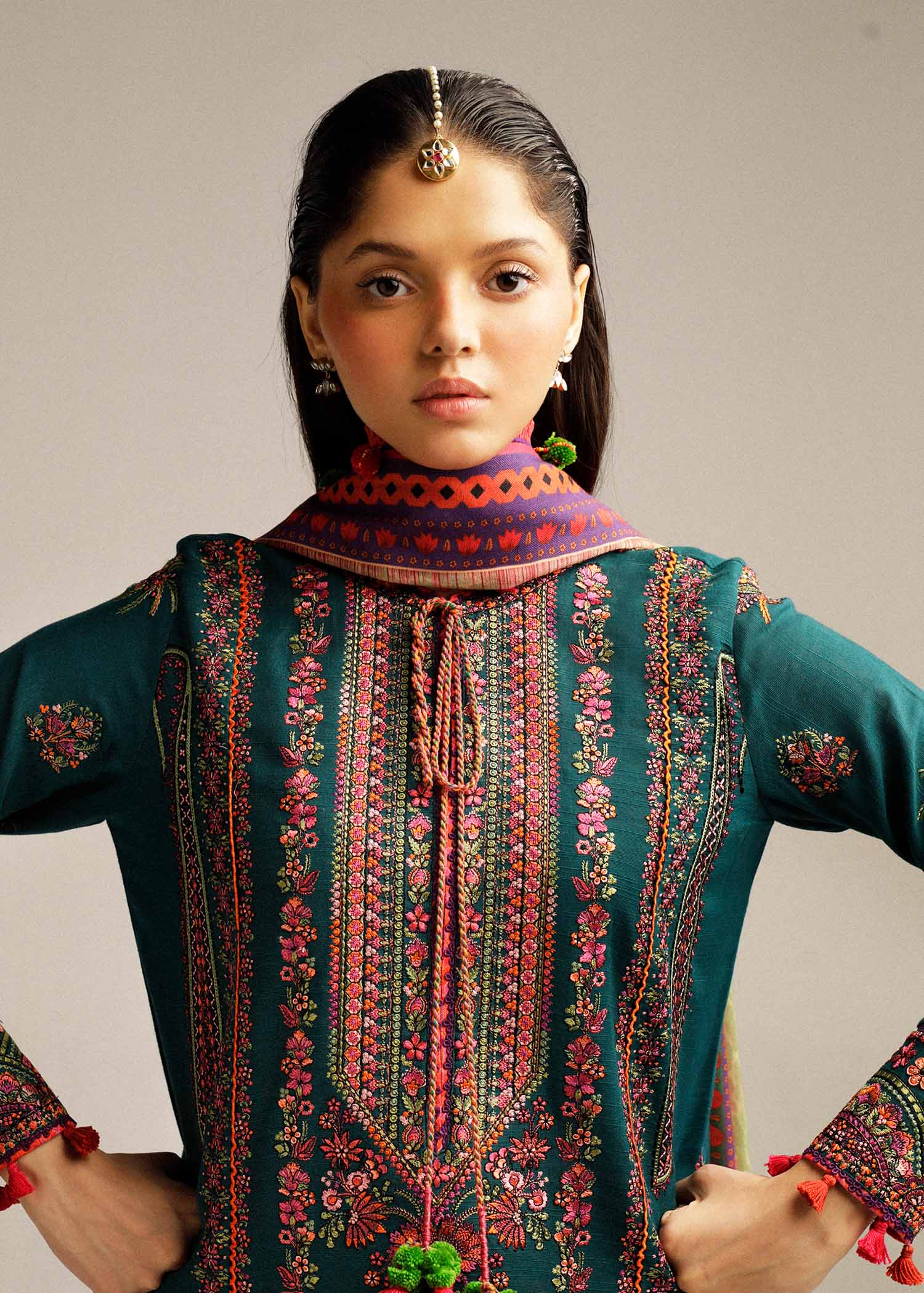 Hussain Rehar | Winter Shawl Khaddar 23 | Teal - House Of Anaya