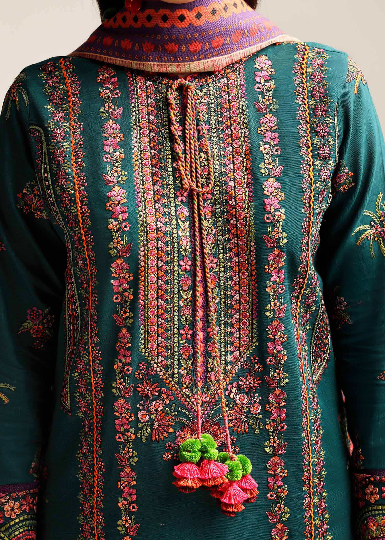 Hussain Rehar | Winter Shawl Khaddar 23 | Teal - House Of Anaya