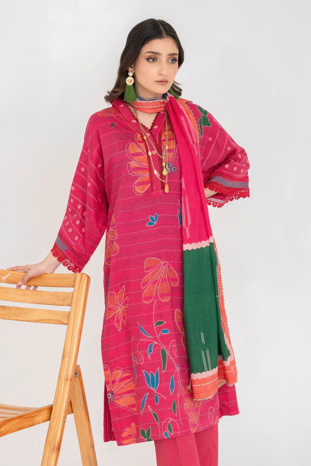 Ittehad | Printed Lawn 24 | IP3P01-3PS-DPK - House Of Anaya
