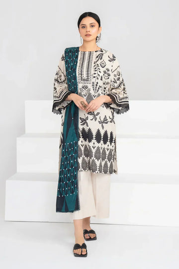 Ittehad | Printed Lawn 24 | IP3P02-3PS-BGE - House Of Anaya