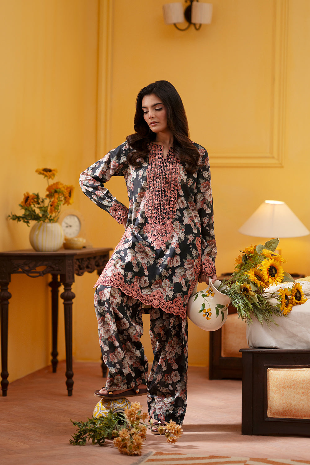 Saira Rizwan | Joolie Co ords | CHARCOAL-JBP25-02