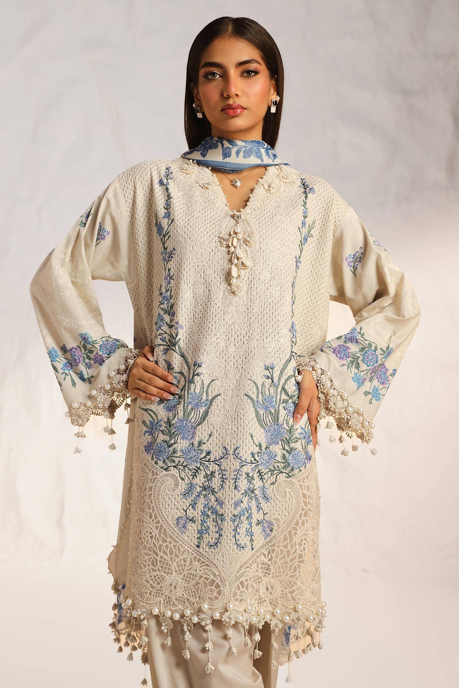 Sana Safinaz | Muzlin Summer 24 | 012B-CJ - House Of Anaya