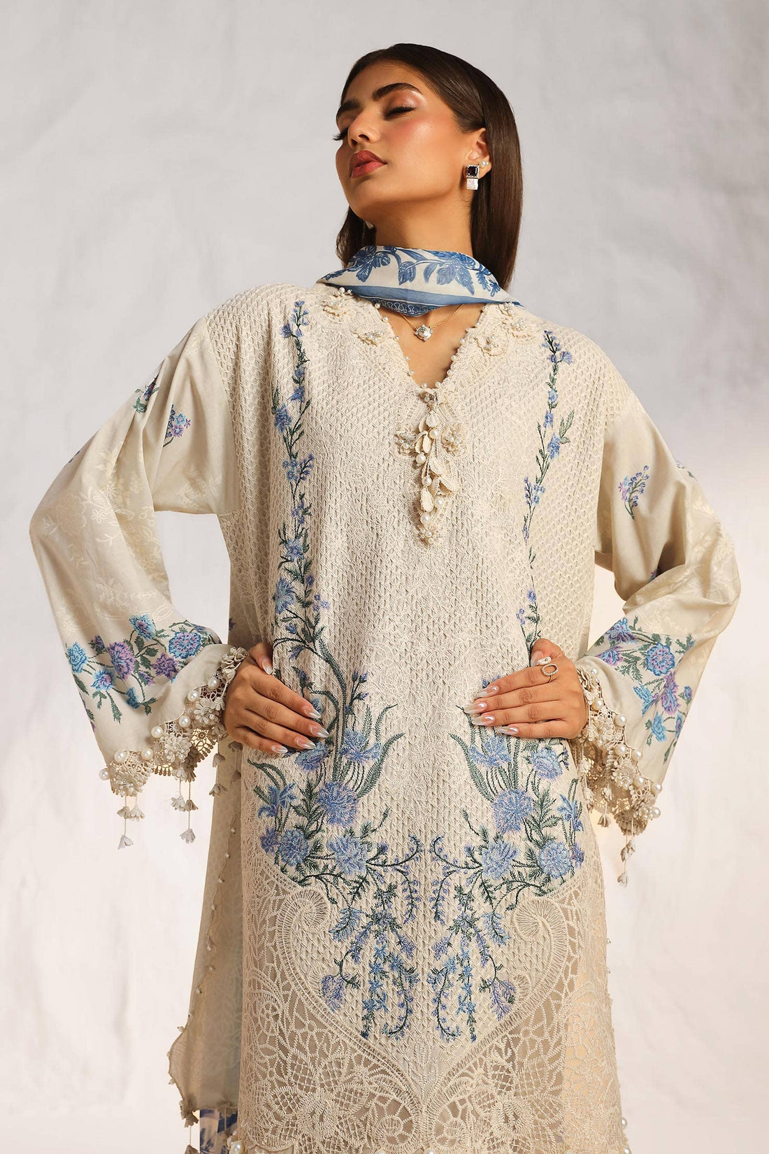 Sana Safinaz | Muzlin Summer 24 | 012B-CJ - House Of Anaya
