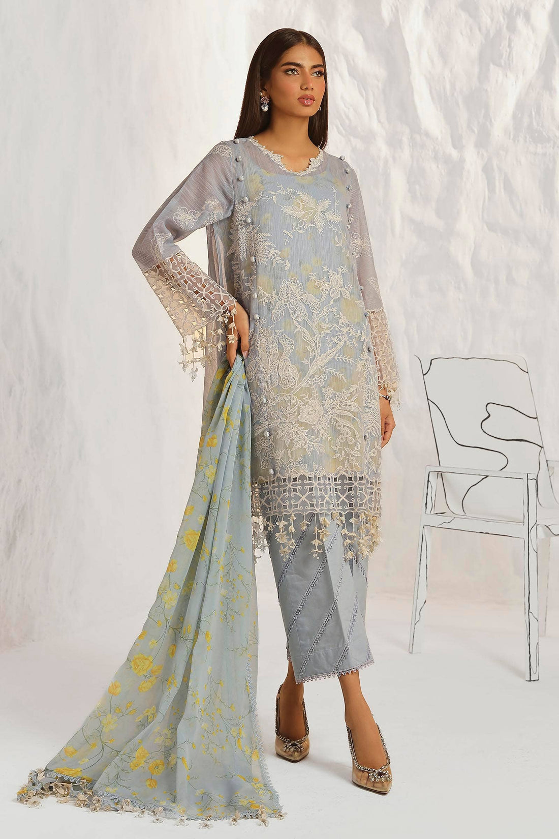 Sana Safinaz | Muzlin Summer 24 | 016A-CJ - House Of Anaya