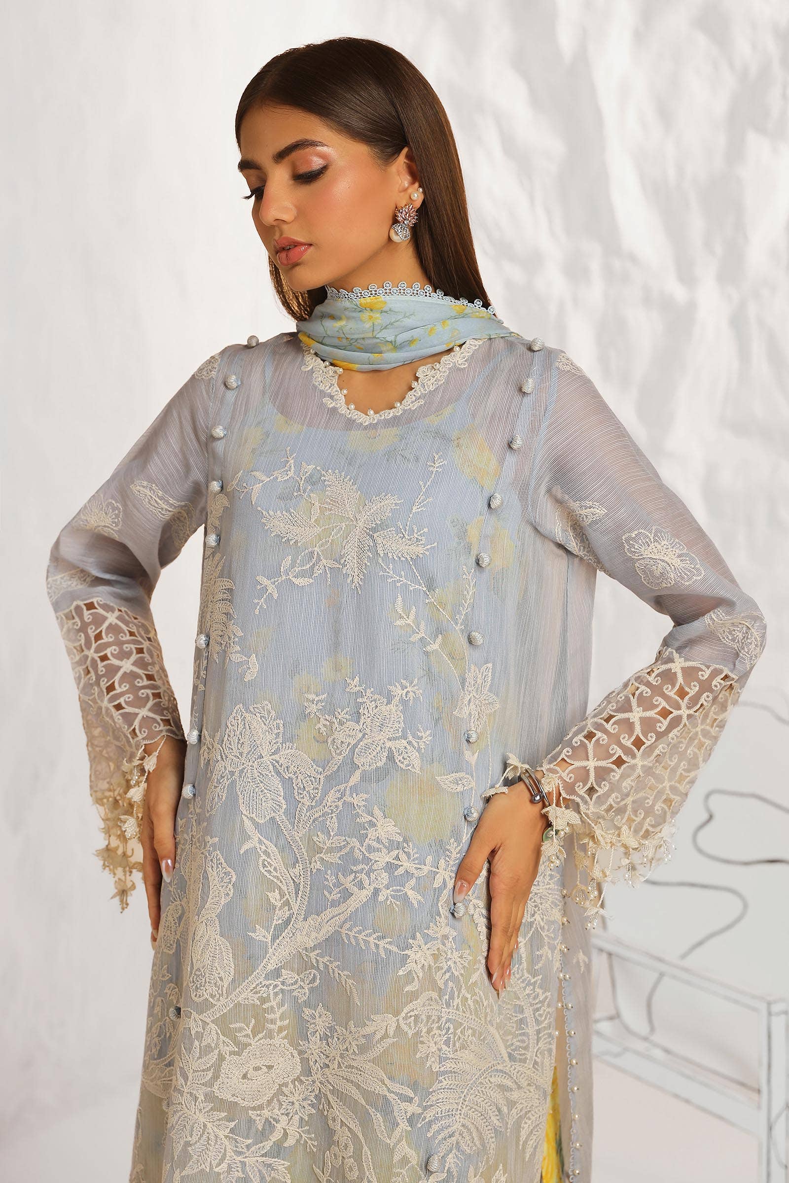 Sana Safinaz | Muzlin Summer 24 | 016A-CJ - House Of Anaya