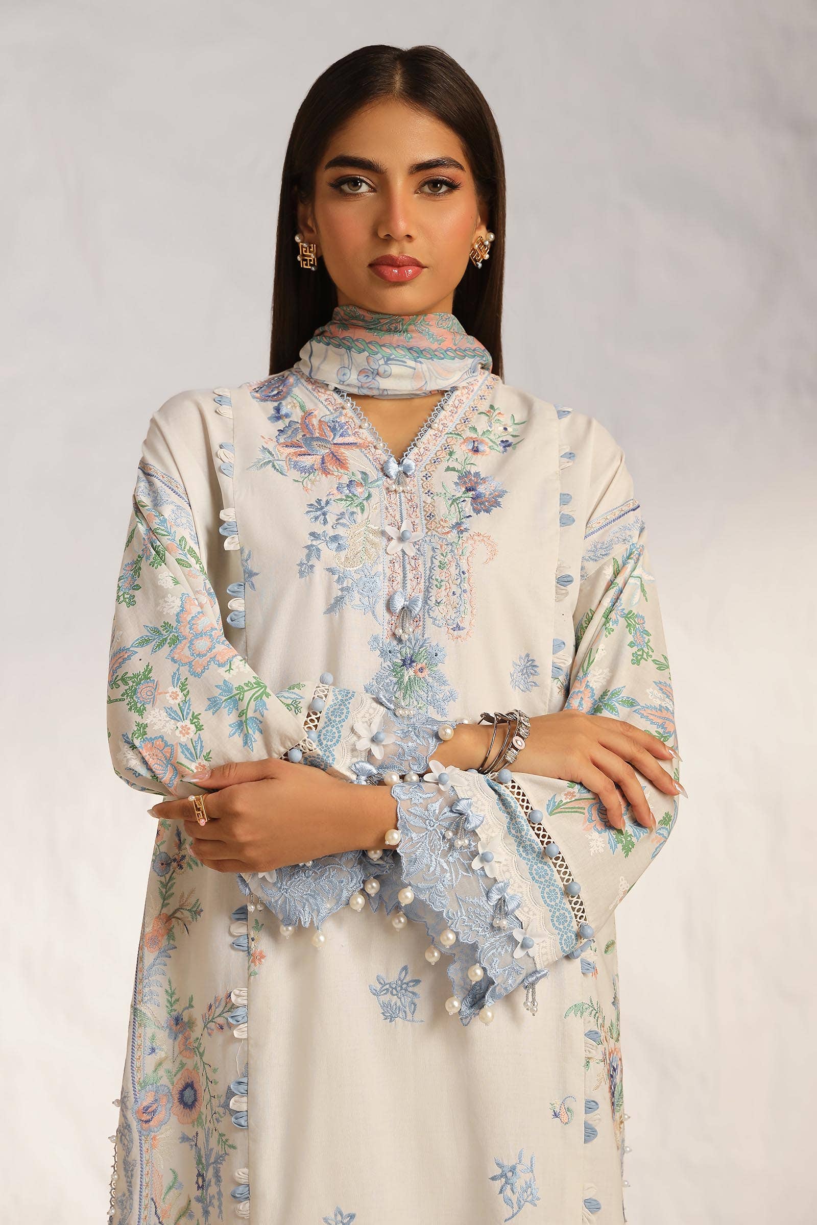 Sana Safinaz | Muzlin Summer 24 | 019A-CJ - House Of Anaya