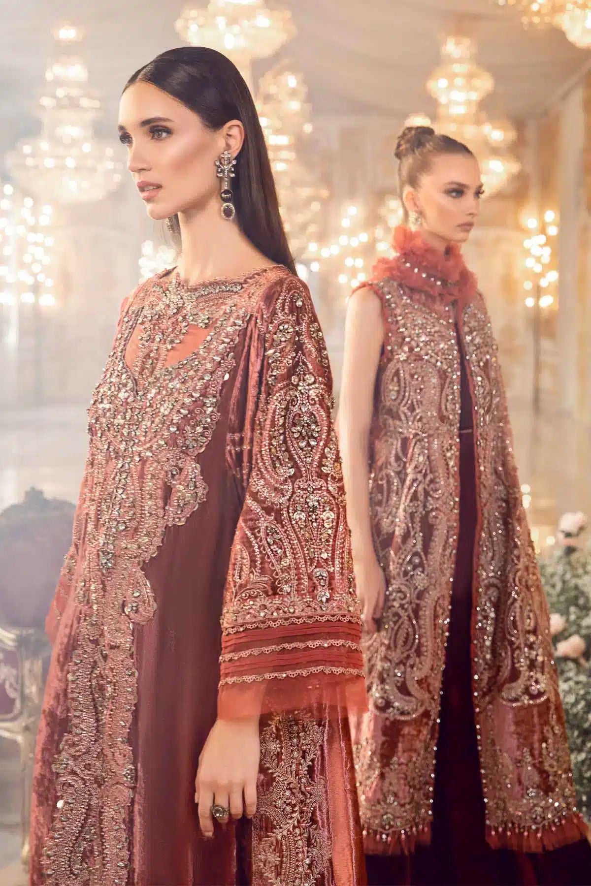 Maria B | Mbroidered Wedding Edition 23 | Salmon Pink BD-2701 - House Of Anaya