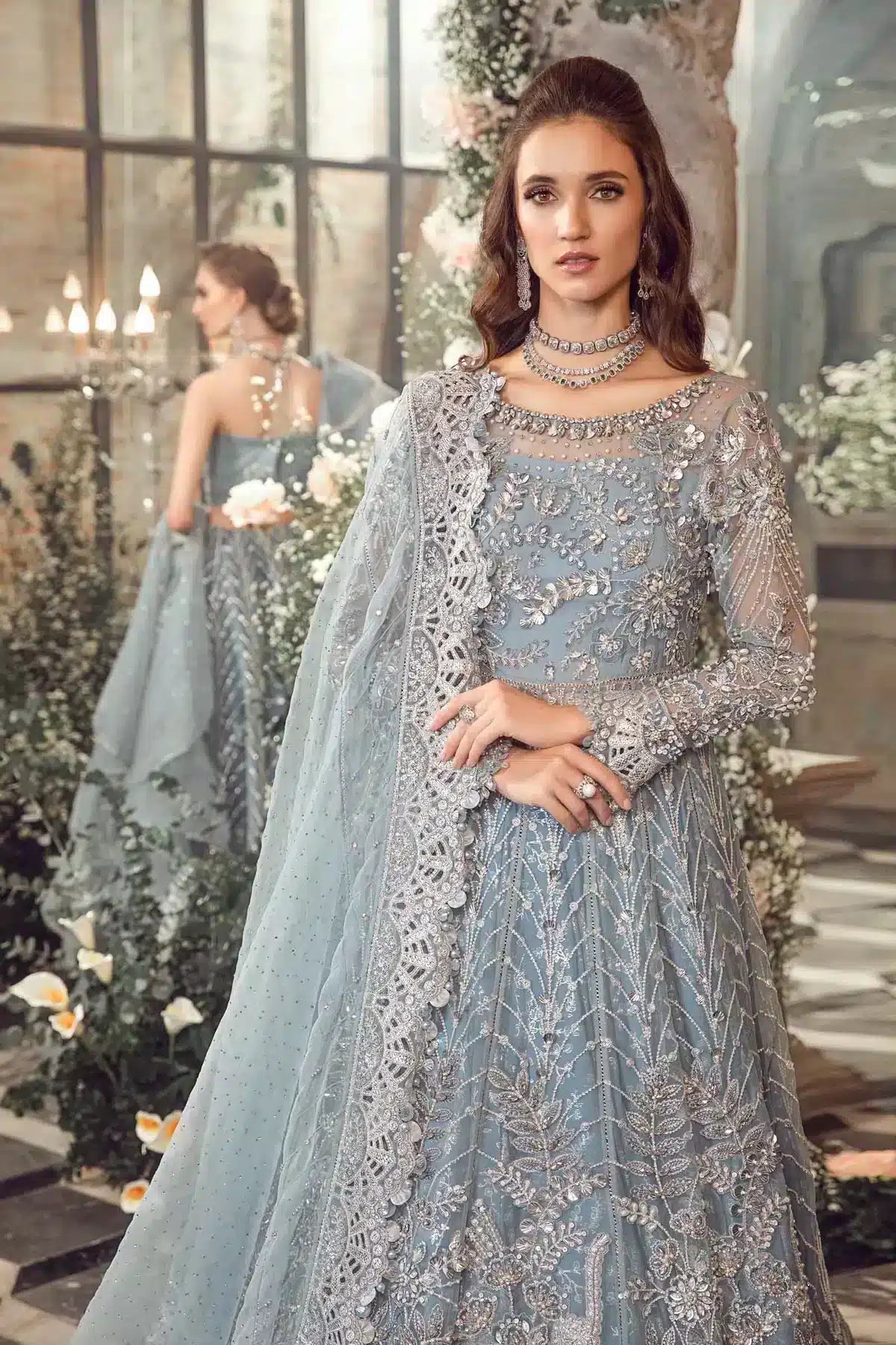 Maria B | Mbroidered Wedding Edition 23 | Ice Blue BD-2702 - House Of Anaya