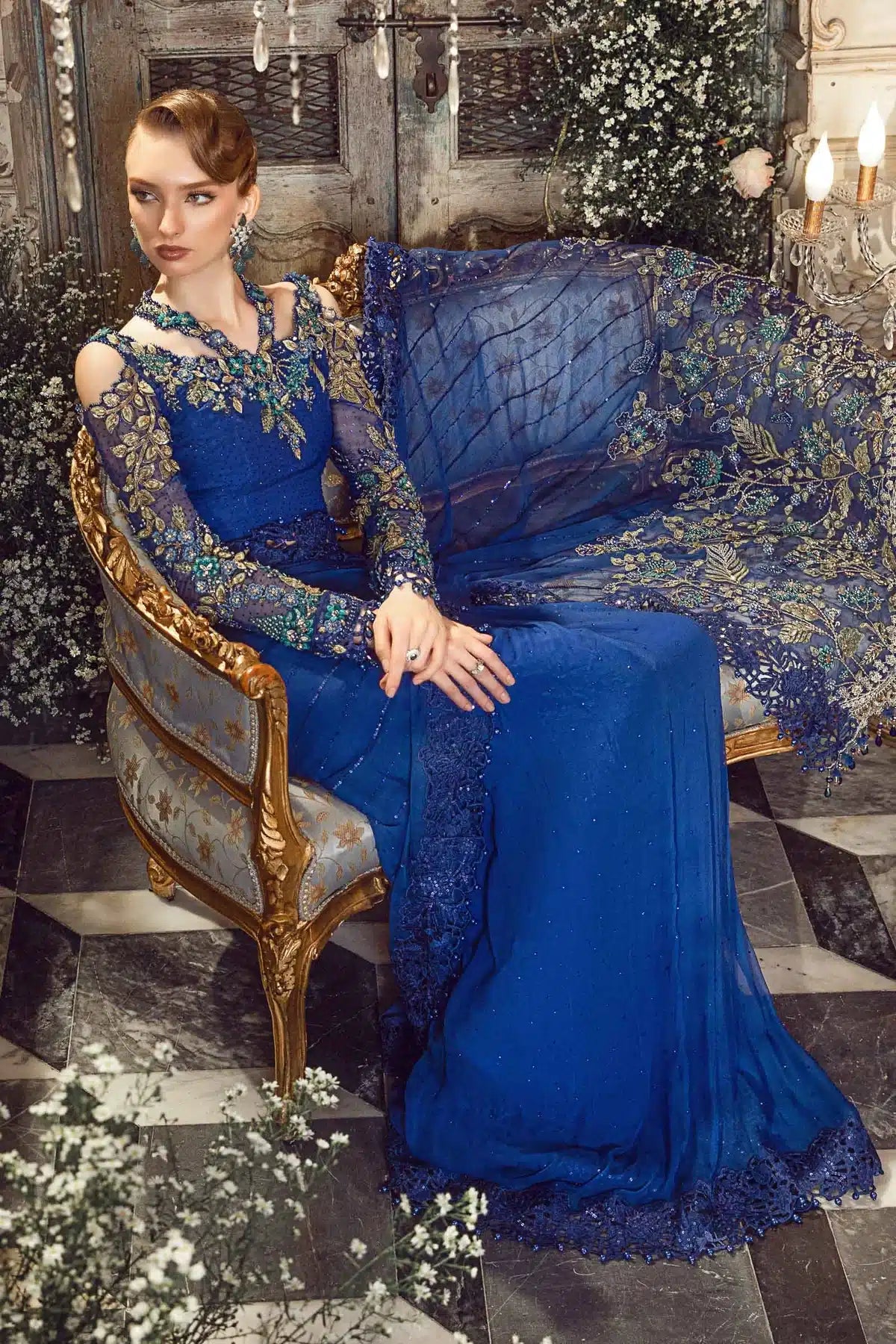 Maria B | Mbroidered Wedding Edition 23 | Cobalt Blue BD-2704 - House Of Anaya