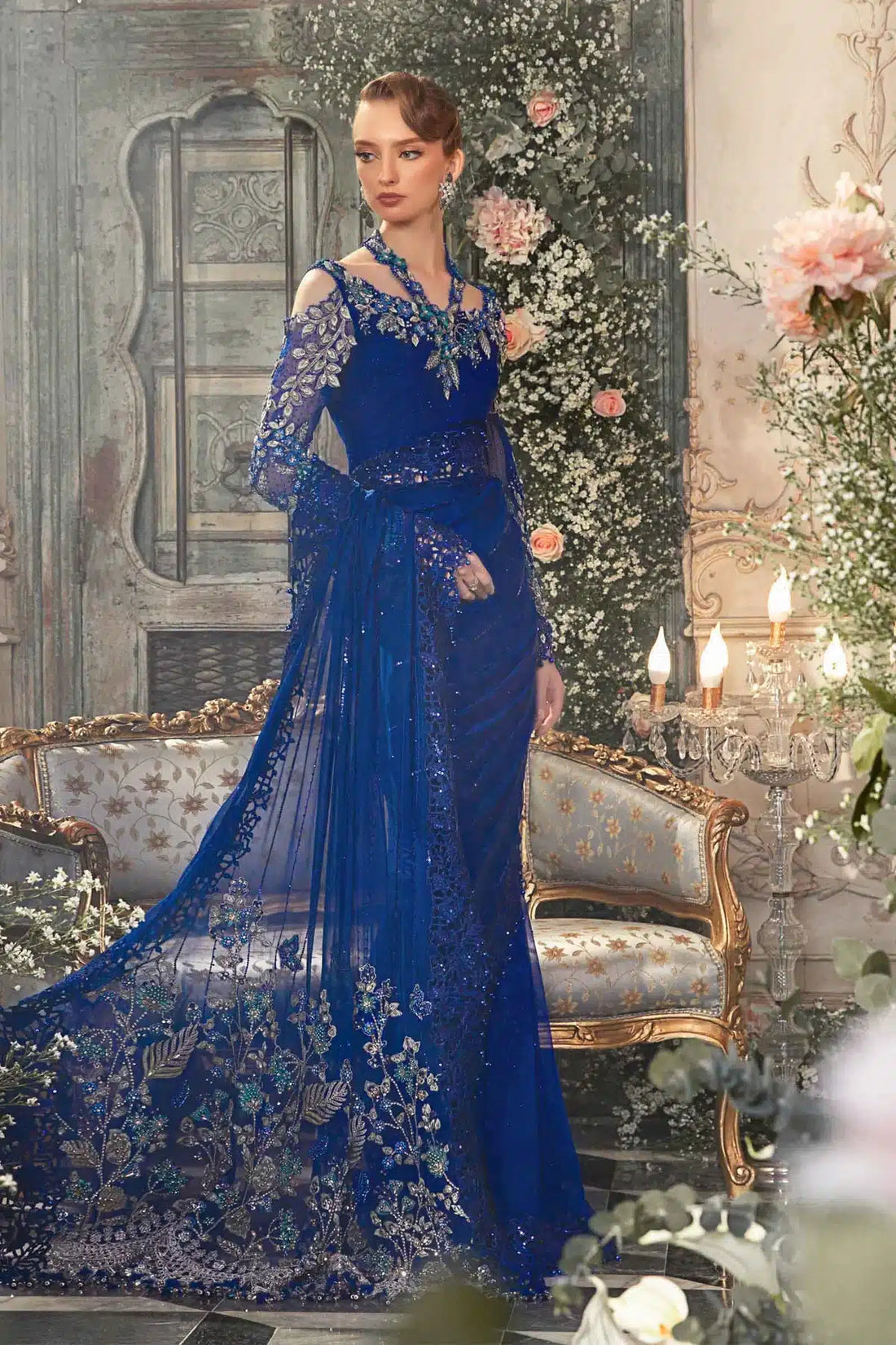 Maria B | Mbroidered Wedding Edition 23 | Cobalt Blue BD-2704 - House Of Anaya