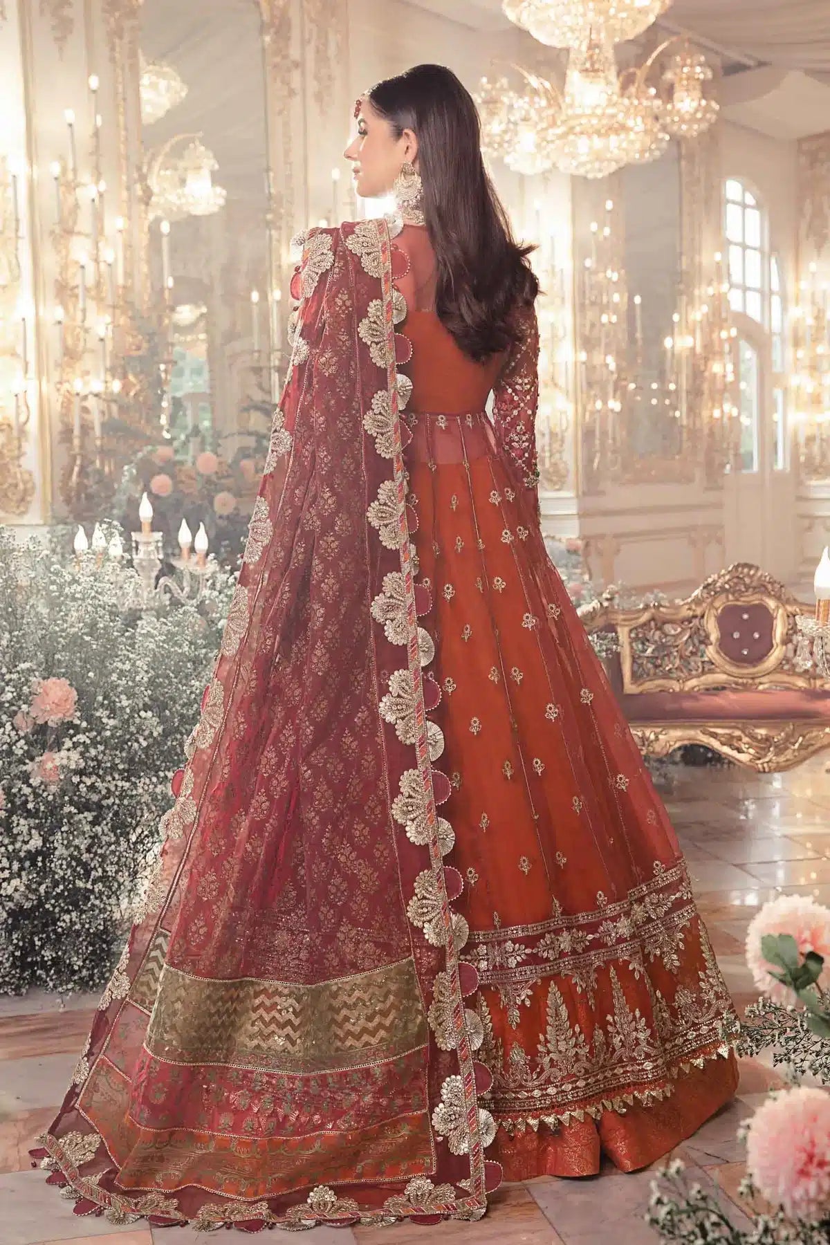 Maria B | Mbroidered Wedding Edition 23 | Maroon BD-2705 - House Of Anaya