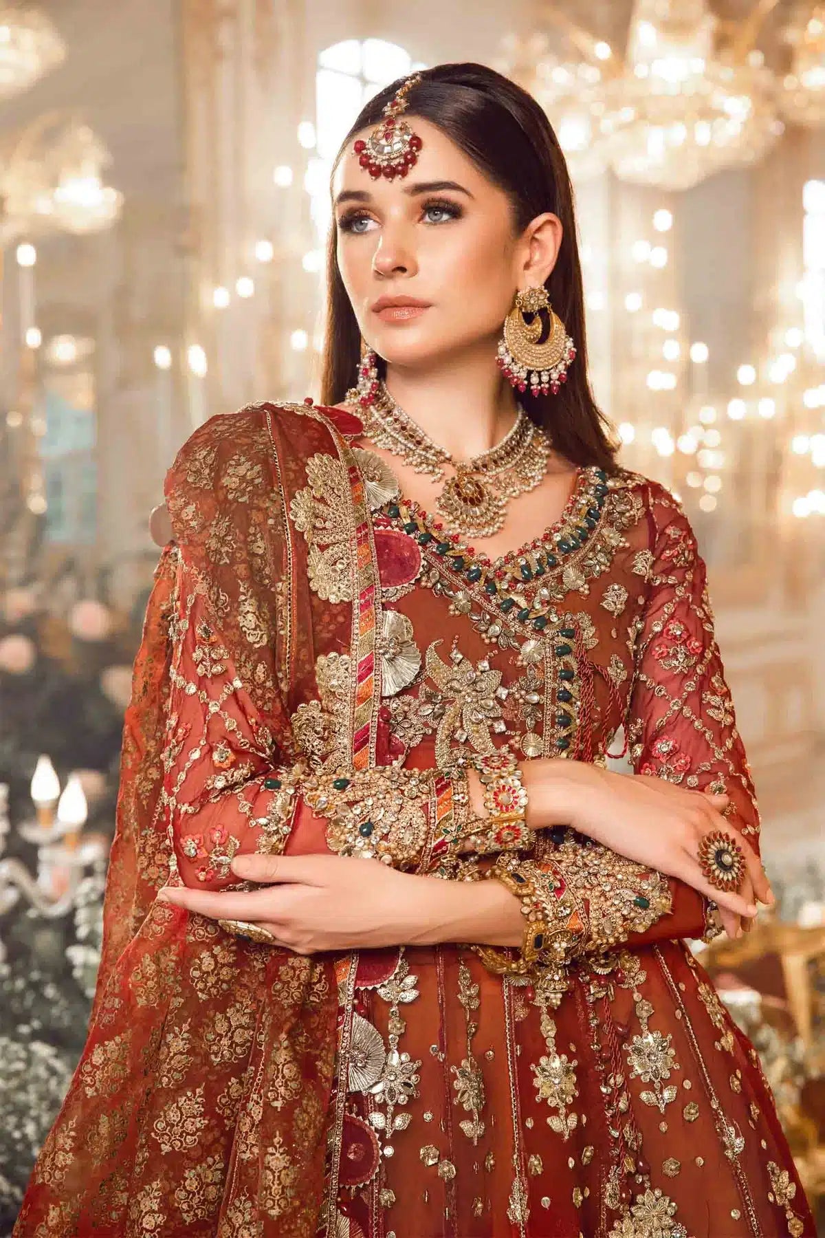 Maria B | Mbroidered Wedding Edition 23 | Maroon BD-2705 - House Of Anaya