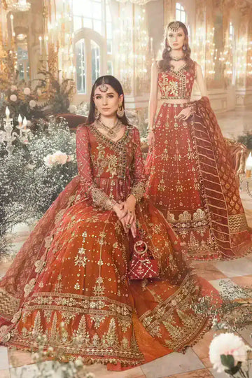 Maria B | Mbroidered Wedding Edition 23 | Maroon BD-2705 - House Of Anaya