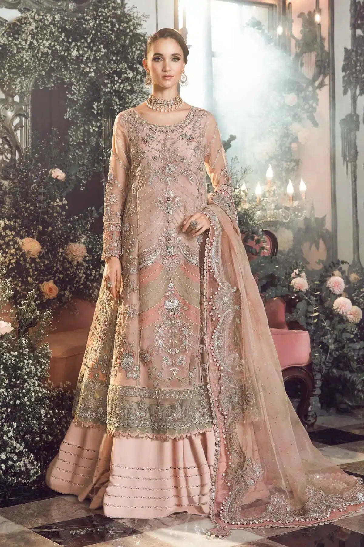 Maria B | Mbroidered Wedding Edition 23 | Pastel Pink BD-2706 - House Of Anaya