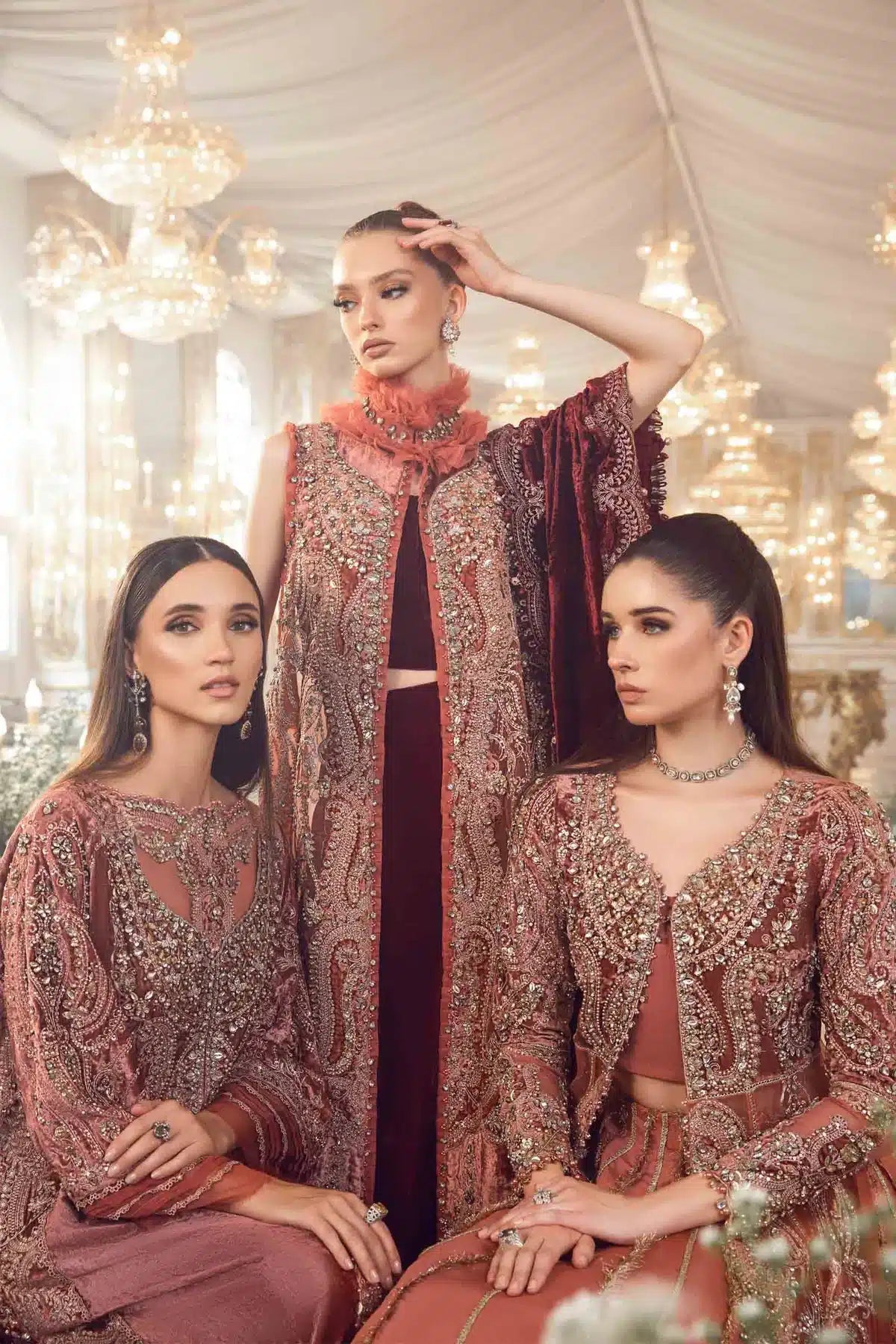 Maria B | Mbroidered Wedding Edition 23 | Salmon Pink BD-2701 - House Of Anaya
