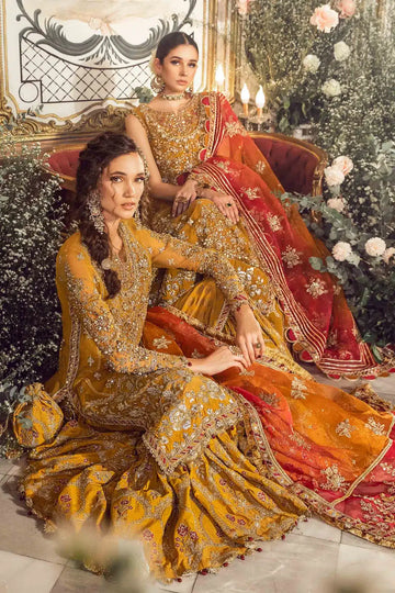 Maria B | Mbroidered Wedding Edition 23 | Mustard BD-2707 - House Of Anaya