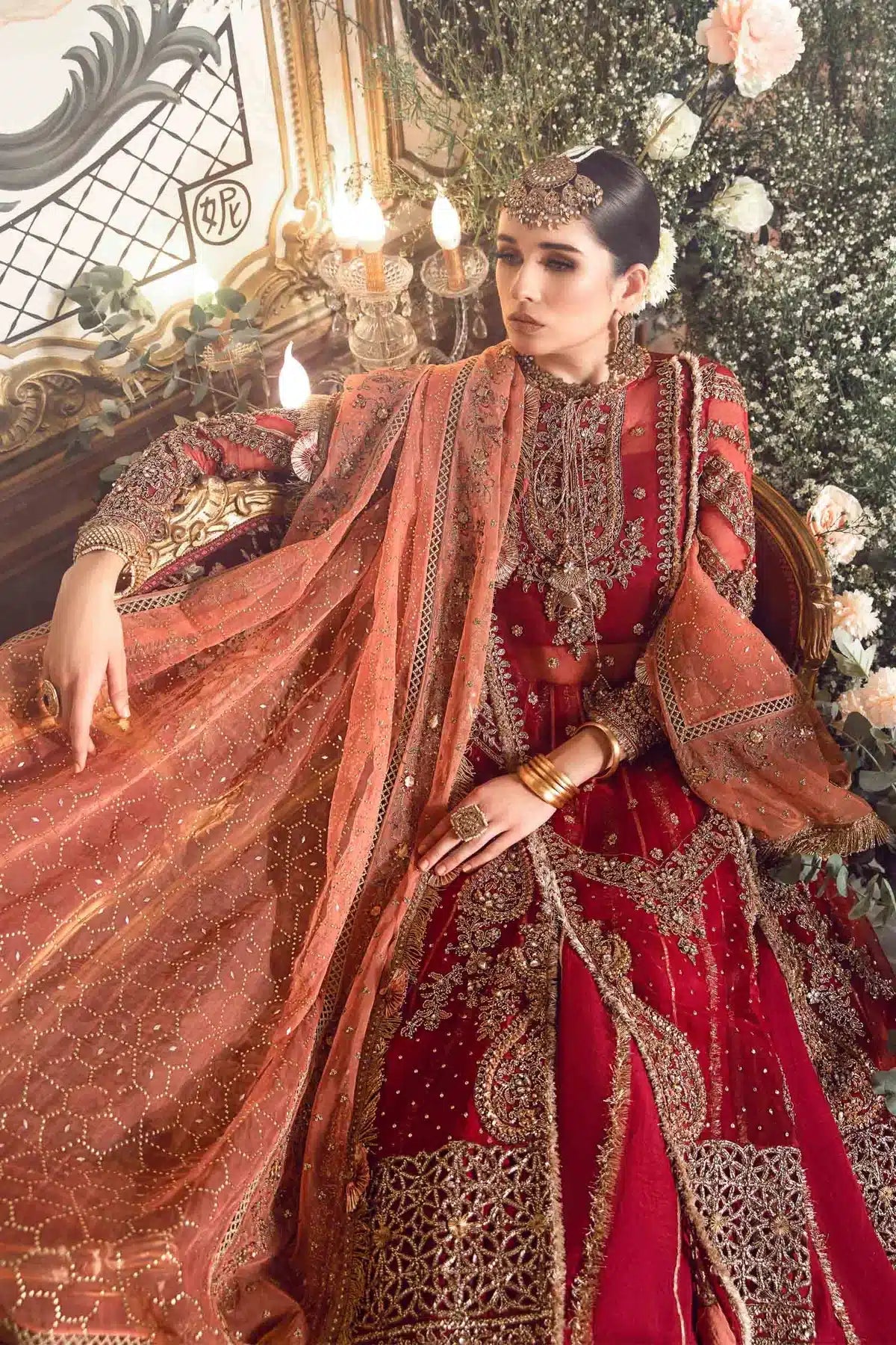 Maria B | Mbroidered Wedding Edition 23 | Maroon BD-2708 - House Of Anaya
