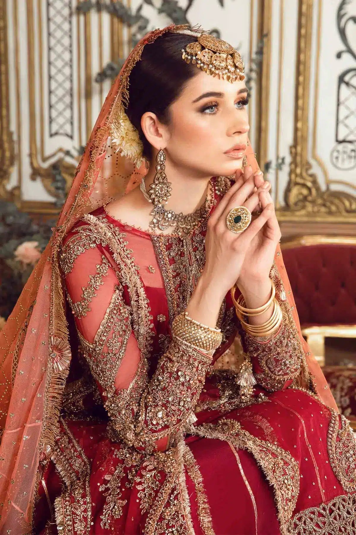 Maria B | Mbroidered Wedding Edition 23 | Maroon BD-2708 - House Of Anaya