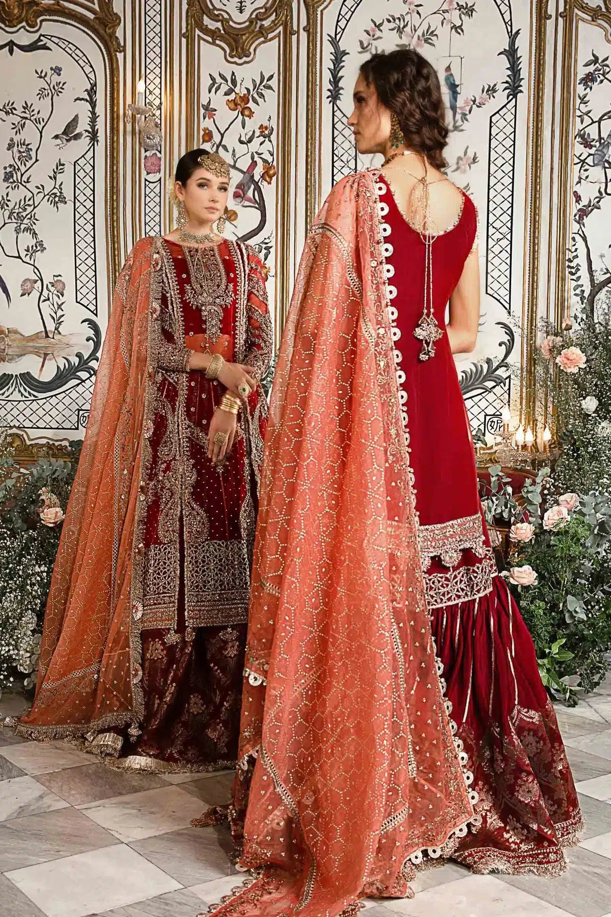 Maria B | Mbroidered Wedding Edition 23 | Maroon BD-2708 - House Of Anaya
