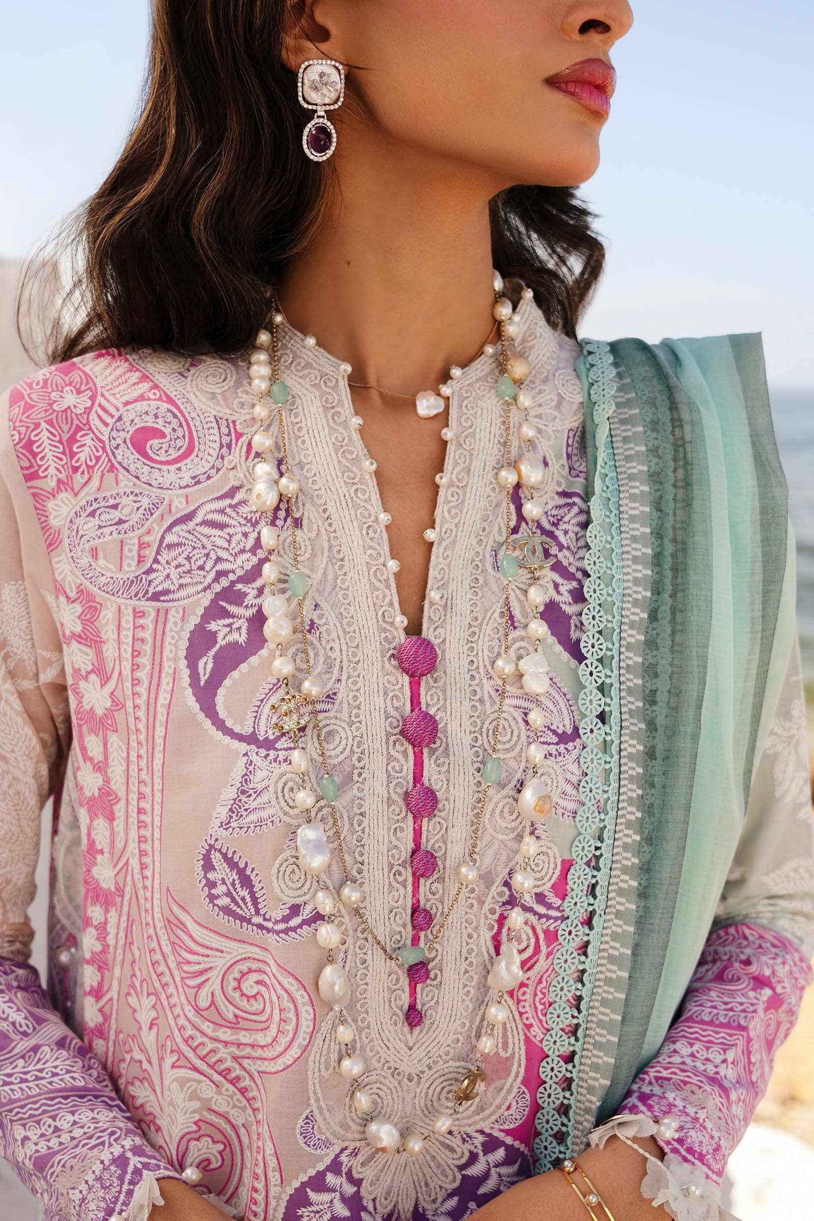 Sana Safinaz | Muzlin Spring 24 | M241-015B-DG - House Of Anaya