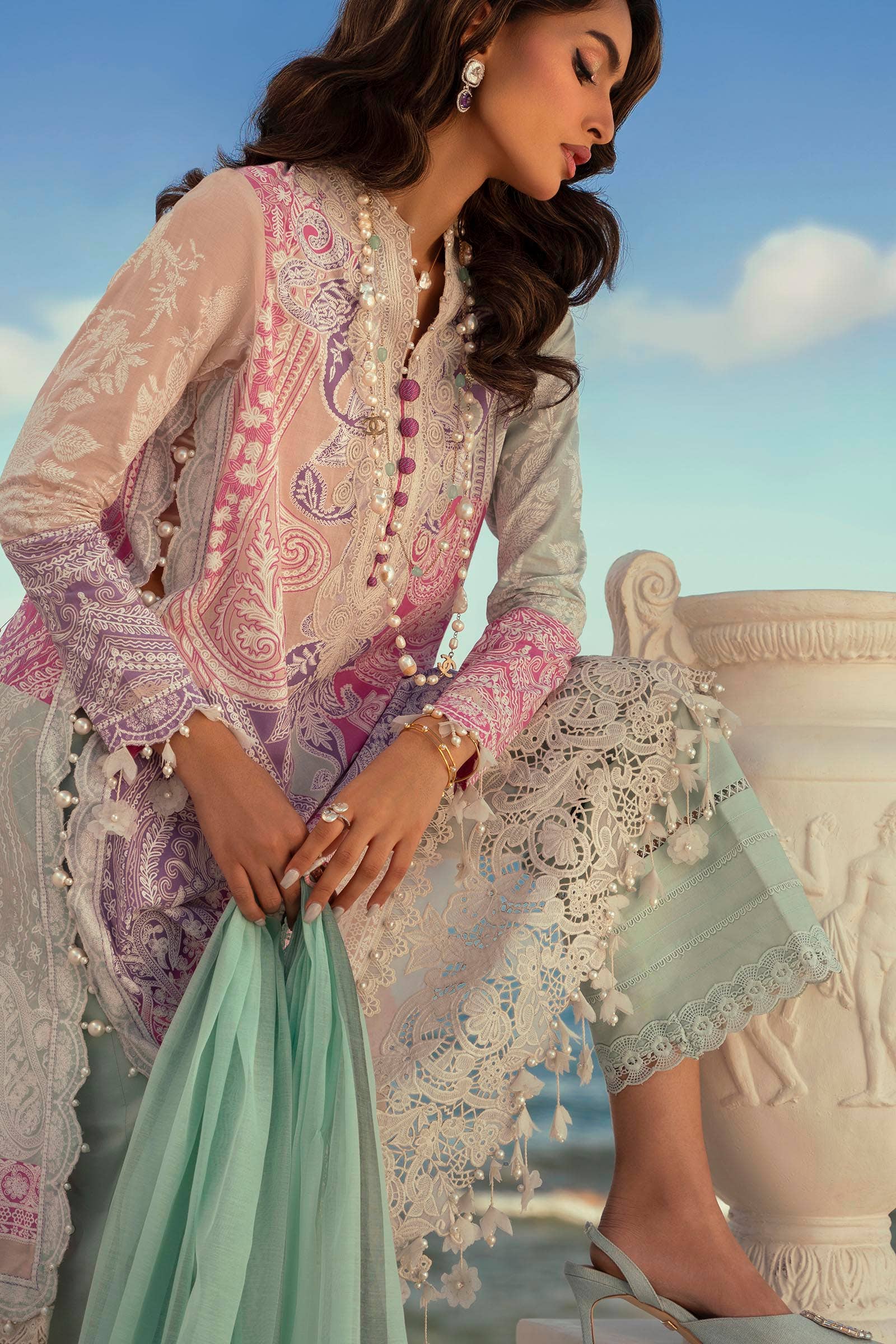 Sana Safinaz | Muzlin Spring 24 | M241-015B-DG - House Of Anaya