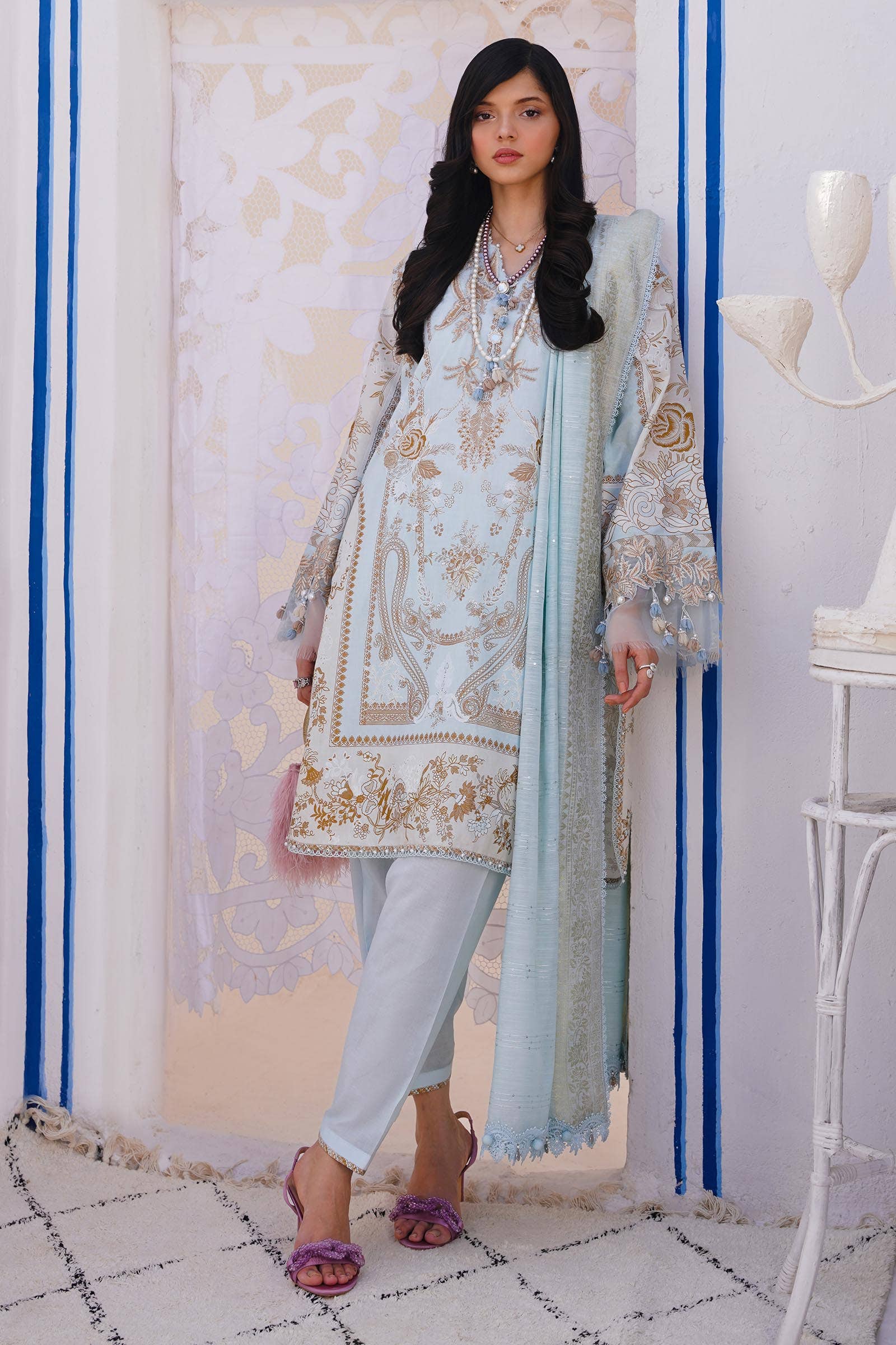 Sana Safinaz | Muzlin Spring 24 | M241-018B-CM - House Of Anaya