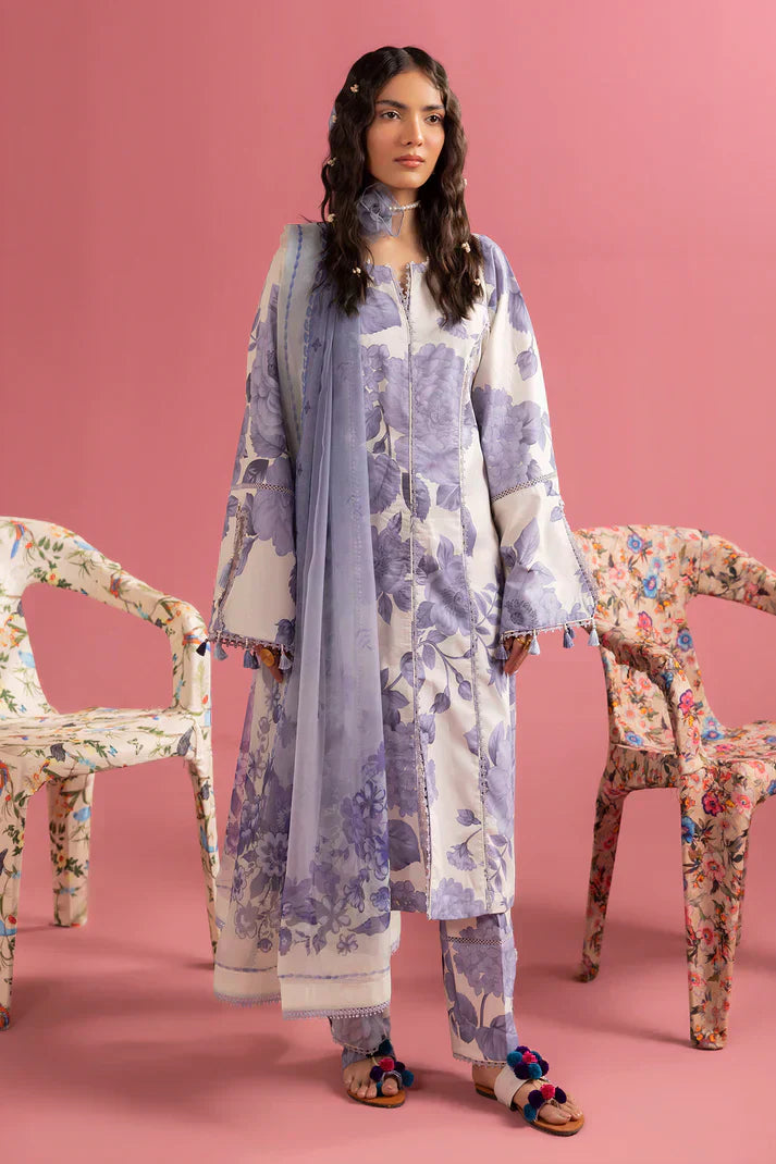 Alizeh | Sheen Lawn Prints 24 | Pearl Mist - House Of Anaya