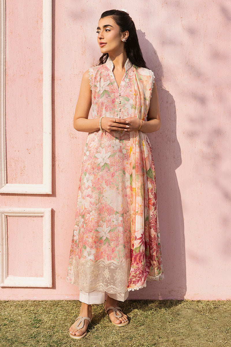 Cross Stitch | Premium Lawn 25 | ALMOND PINK - House Of Anaya