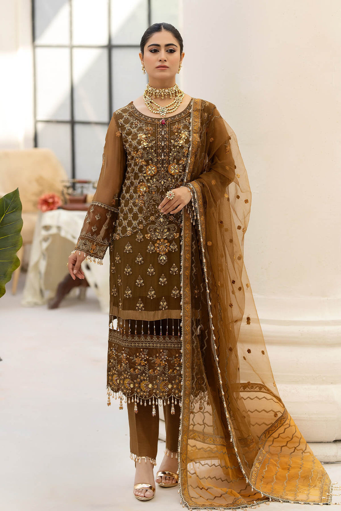 Raeesa Premium | Dehleez Formals | DL-1014 Imperial Brew - House Of Anaya