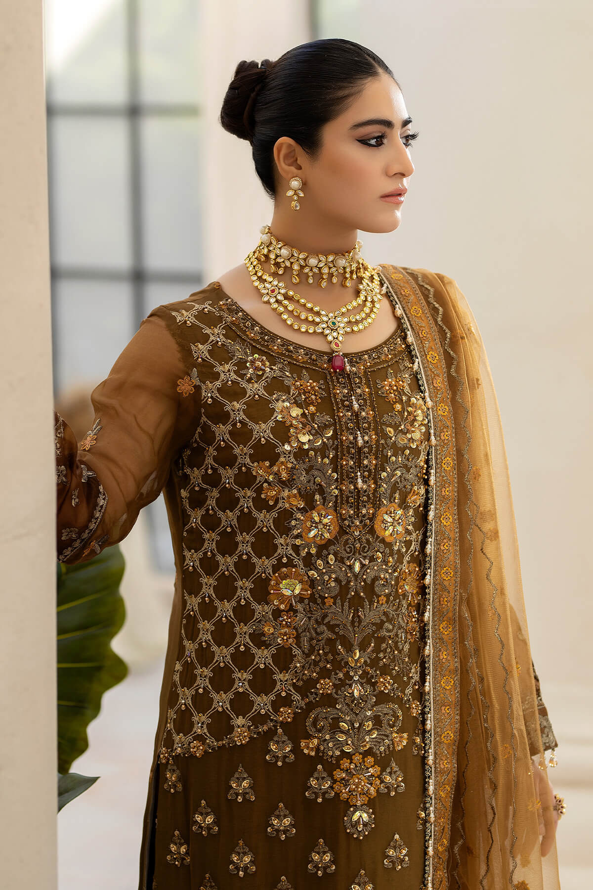 Raeesa Premium | Dehleez Formals | DL-1014 Imperial Brew - House Of Anaya