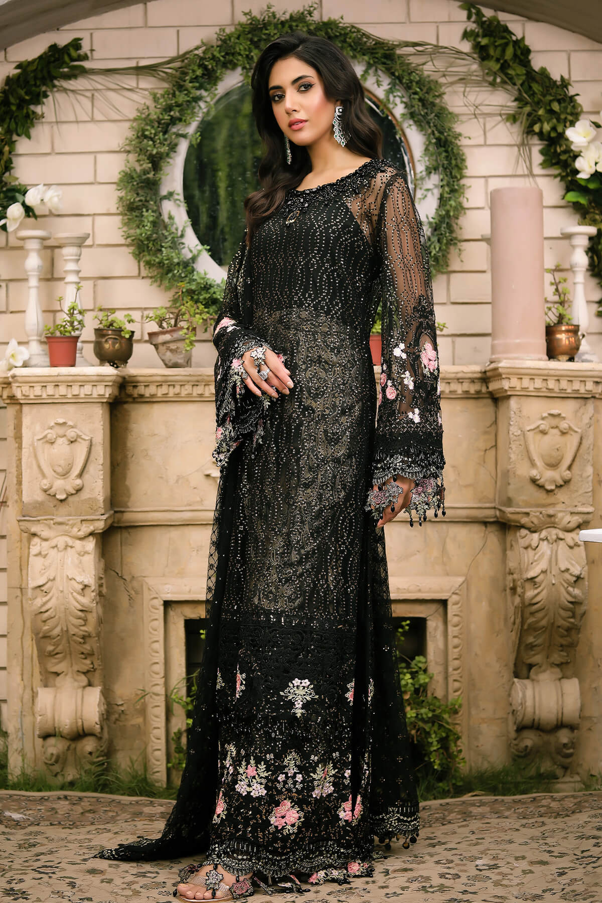 Raeesa Premium | Wajadan Wedding Formals | WD-3 Metal Black - House Of Anaya